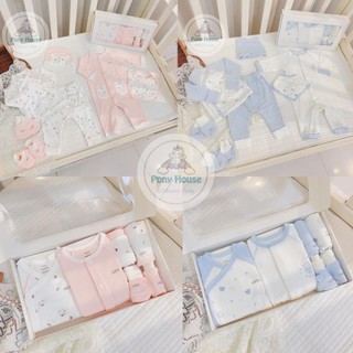 Set đồ sơ sinh nous 6 chi tiết bộ quần áo, body dài, mũ, yếm, bao tay, bao chân cho bé sơ sinh set quà tặng kèm hộp nous