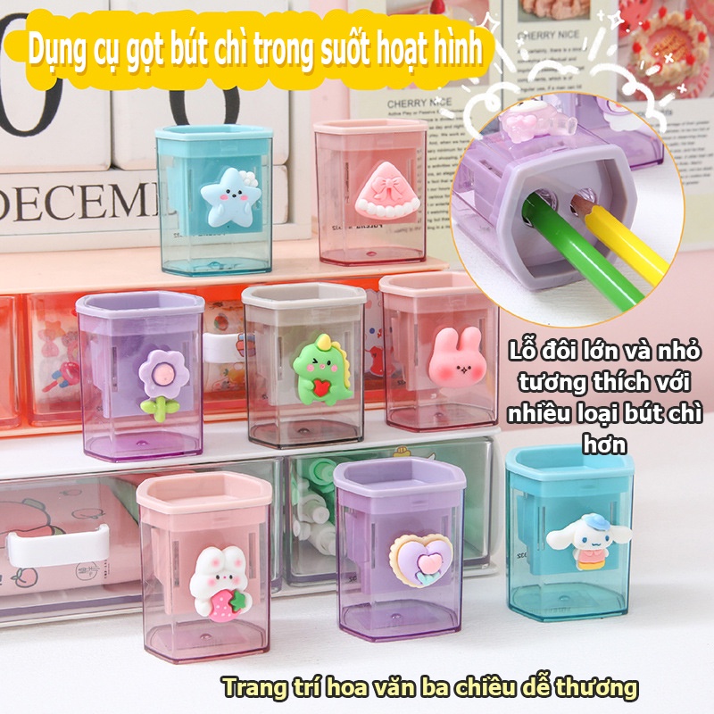 Dụng cụ gọt bút chì 2 lỗ hoạt hình cute, thuận tiện cho học sinh sinh viên, thiết kế nhỏ gọn sáng tạo, dễ vệ sinh