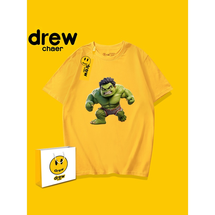 Marvel Áo Thun cotton Màu Xanh Lá In Họa Tiết Hoạt Hình Khổng Lồ Thời Trang Mùa Hè