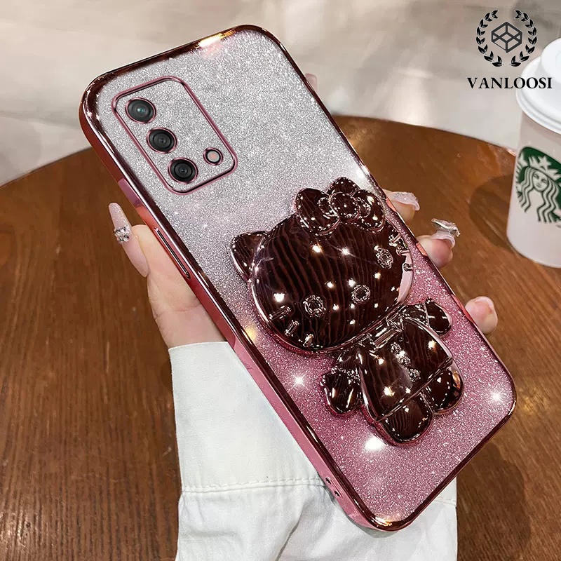 ốp lưng oppo a74 a95 Ốp Điện Thoại Mềm Mạ Điện Chống Rơi Họa Tiết Mèo Dễ Thương Cho oppo a74 a95