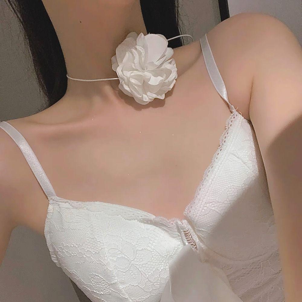 Vòng Cổ choker Dây Dài Mặt Hình Hoa Hồng Tùy Chỉnh Kích Thước 1 Kiểu Pháp Thanh Lịch Cho Nữ