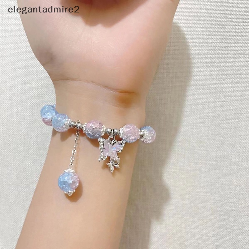 Vòng Tay Co Giãn Xâu Hạt Pha Lê Nhiều Màu Hình Bướm Thời Trang Phụ Kiện Trang Sức Làm Quà Tặng Cho