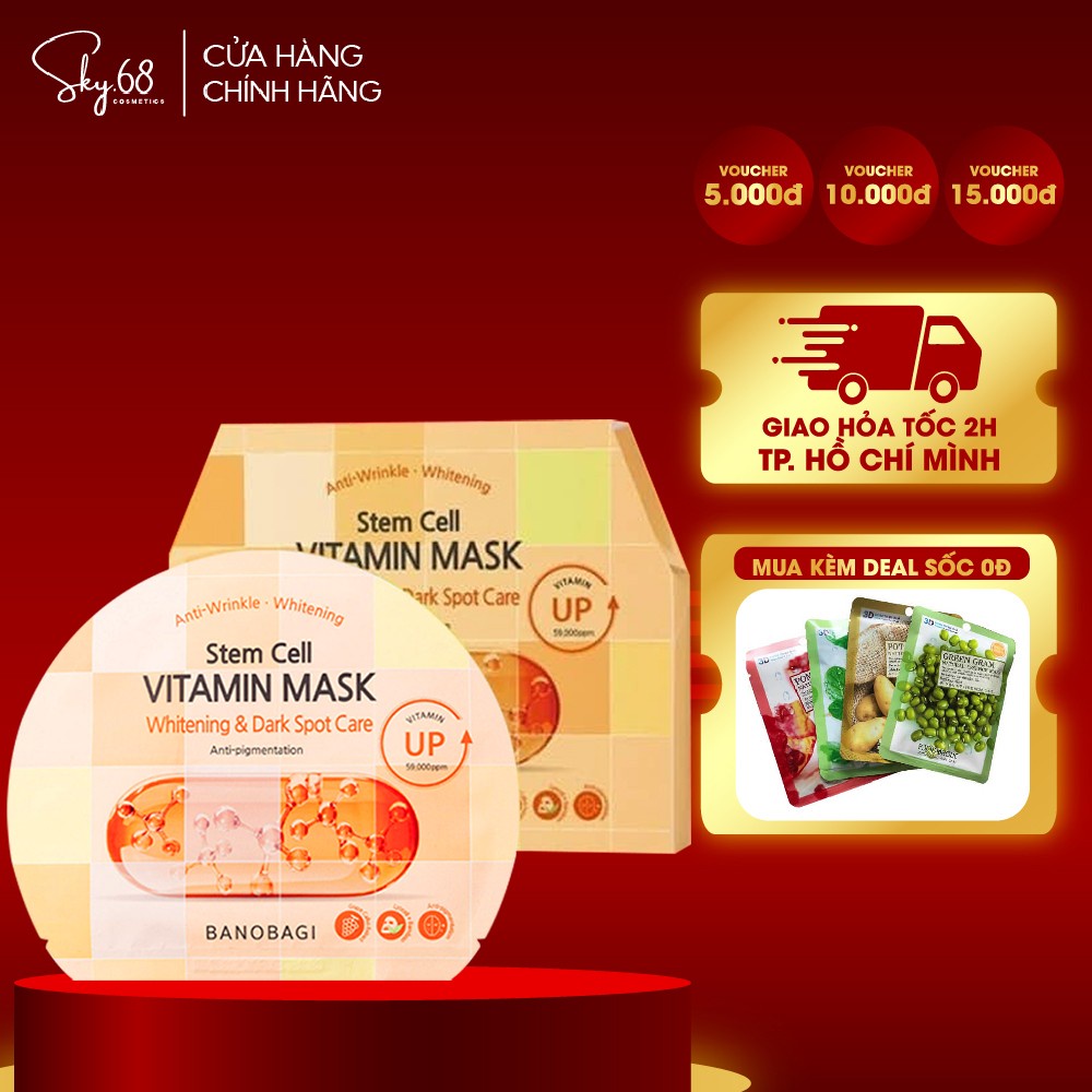 Hộp 10 Mặt nạ BANOBAGI Làm Mờ Thâm, Đều Màu Da Stem Cell Vitamin Mask 30ml x10 - CARO Dark Spot Care