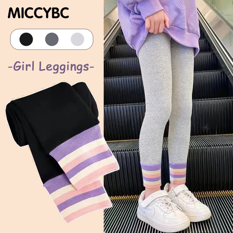 [MICCYBC] Quần Legging cotton Ôm Dáng Mềm Mại Giữ Ấm Mùa Thu Đông Cho Bé Gái 7-10 Tuổi 12-25kg