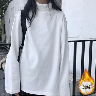 Áo Thun Lông Cừu Cổ Cao Màu Trơn Hợp Thời Trang Cho Nữ