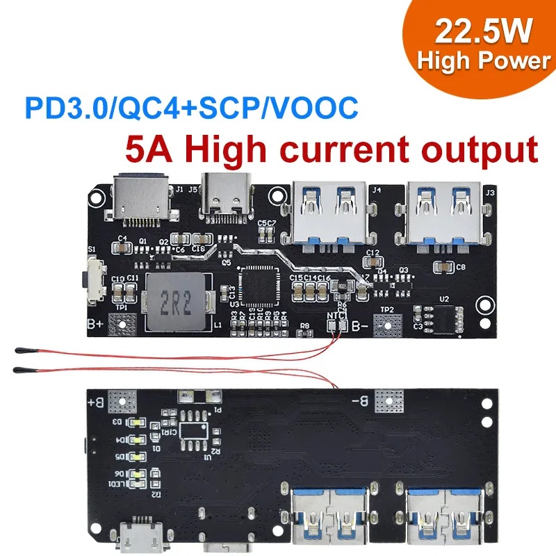 Mô Đun Sạc Dự Phòng voktta qc4.0 qc3.0 led usb Kép 5v 4.5a 22.5w micro / type-c 18650 Sự Bảo Vệ