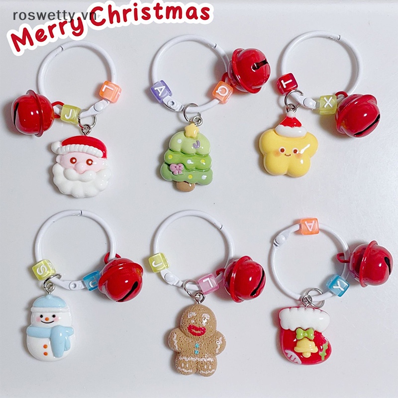 Roswetty Móc Khóa resin Hình Ông Già Noel Tuần Lộc Bánh Gừng Xinh Xắn Cho Nữ vn