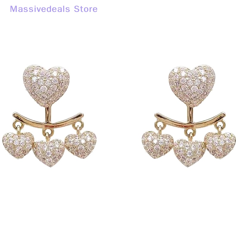Bông tai JULYHOT hình trái tim đính đá zircon thanh lịch thời trang mới