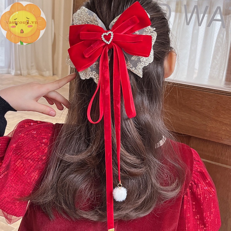 Vastji Kẹp Tóc Hình Vương Miện Nhung Đỏ 3d Phong Cách Trung Hoa Xinh Xắn Cho Nữ vn