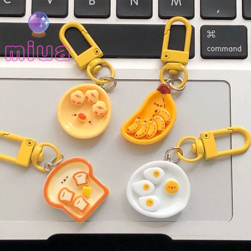 Miua🔮Móc Khóa Trang Trí Ba Lô / Túi Xách Hình Bánh Mì Trứng / Chuối Hoạt Hình Sáng Tạo Dễ Thương
