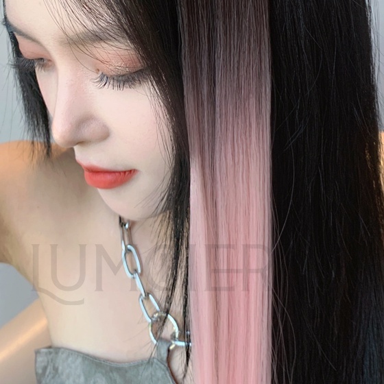 Kẹp tóc giả highlight nối dải màu Gradient 60cm mềm đẹp phong cách Hàn Quốc