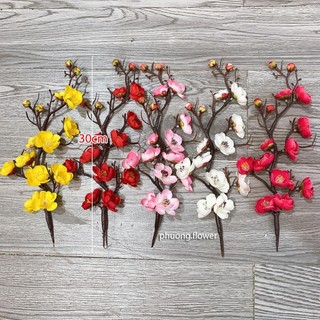 Combo 100 Cành Đào giả cành Mai giả 30cm dáng Bonsai hoa bằng vải lụa đủ màu đủ dáng cắm bình chơi tết tuyệt đẹp
