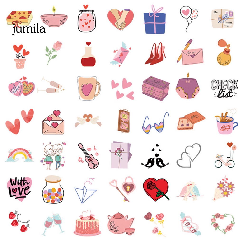 Bộ 100 Miếng Dán Chống Thấm Nước Họa Tiết Dễ Thương Dùng Trang Trí Sổ Tay / Hành Lý / Ngày valentine