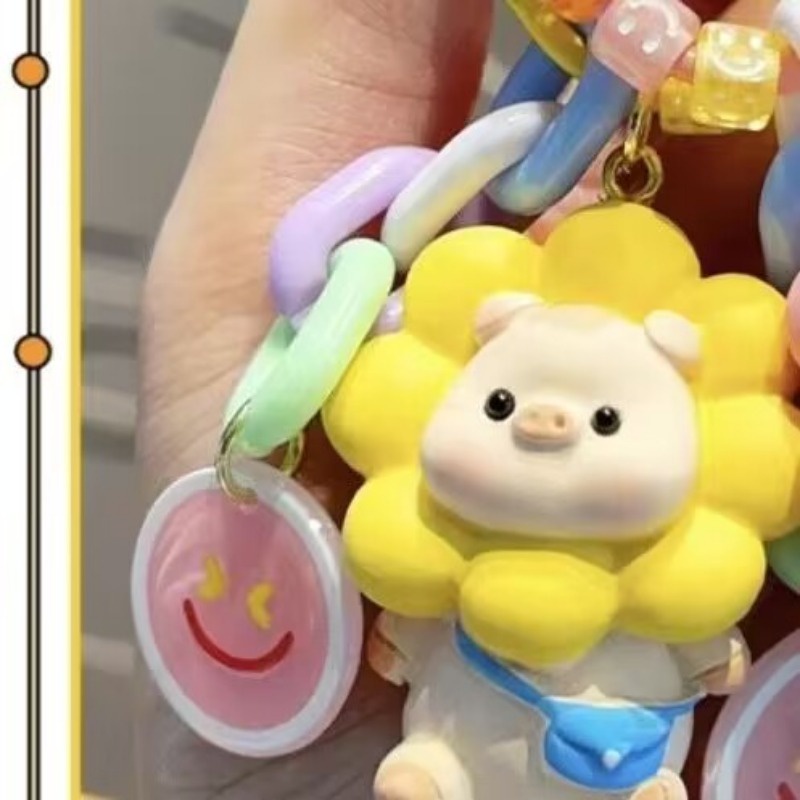 Móc Khóa Hình Heo Và Hoa Hướng Dương Dễ Thương