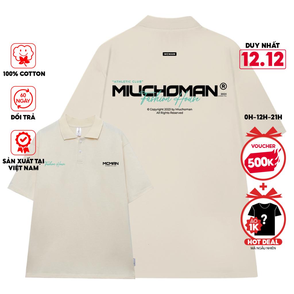 Áo polo nam form rộng PLD389 Miucho Man cotton cổ trụ in basic