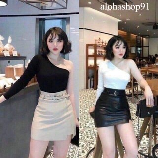 Áo croptop nữ lệch vai tay bồng alohashop91