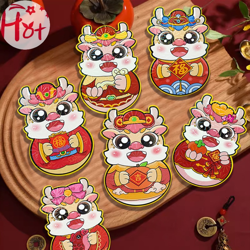 Jr Set 6 Bao Lì Xì Năm Mới 2024 Hình Rồng Đỏ May Mắn Phong Cách Trung Hoa