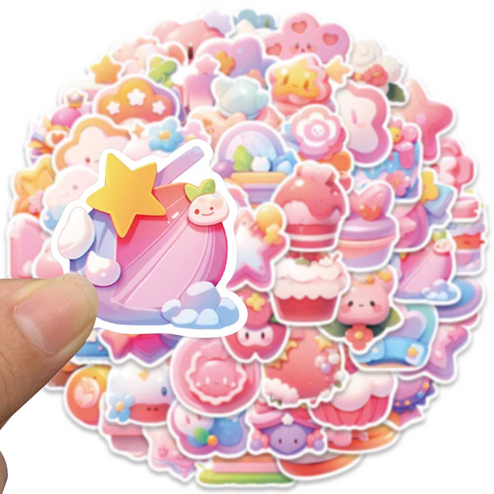 Bộ 56 Miếng Dán Trang Trí Mũ Bảo Hiểm / Bút Chì Chống Thấm Nước Họa Tiết kirby graffiti Dễ Thương