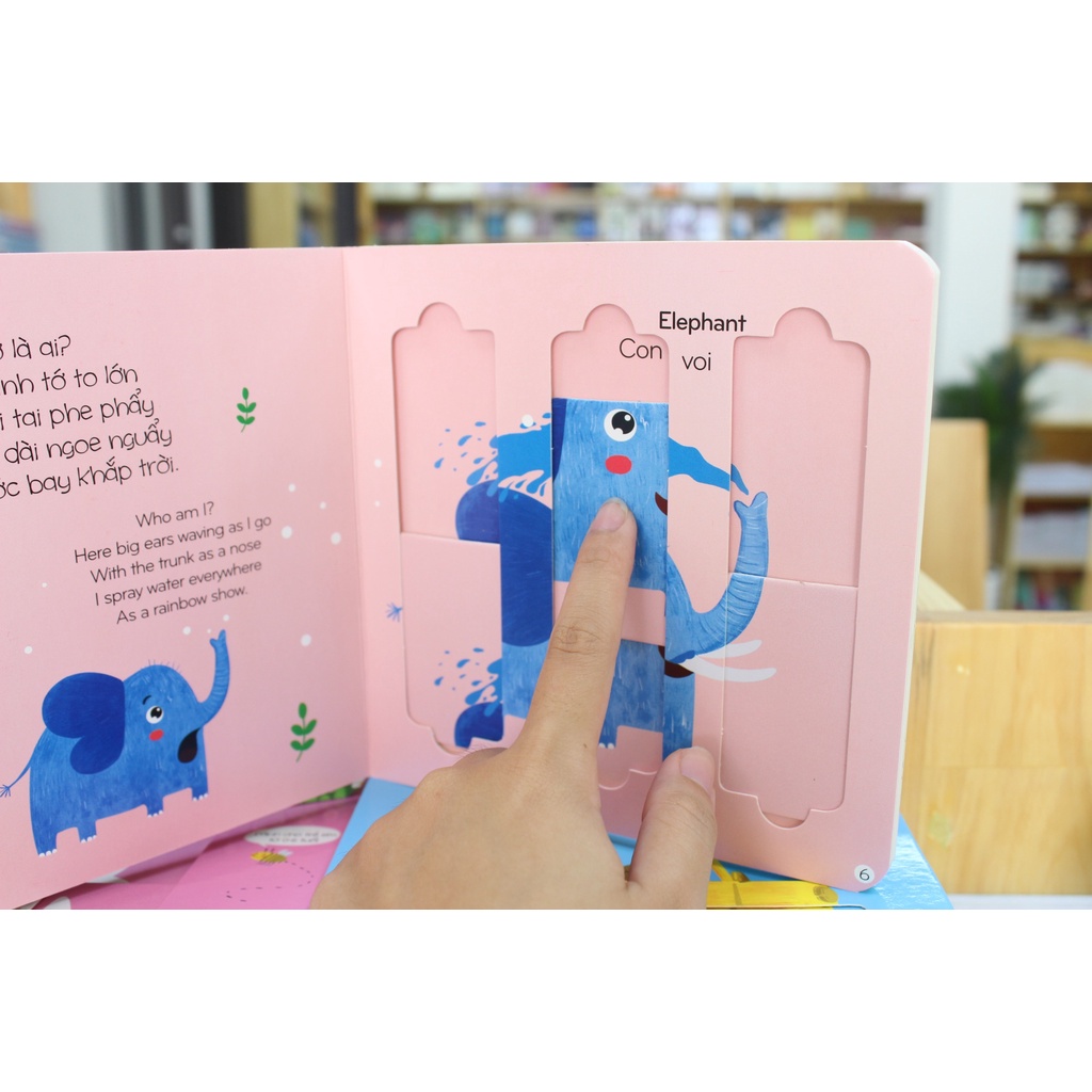 Sách Tương Tác Song Ngữ Việt Anh - Chuyển Động Ghép Hình - Slide and Play - Đinh Tị Books (bé từ 0-6 tuổi)