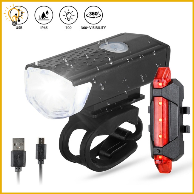Bộ Đèn Pha led usb Kèm Sạc Chuyên Dụng Cho Xe Đạp Leo Núi