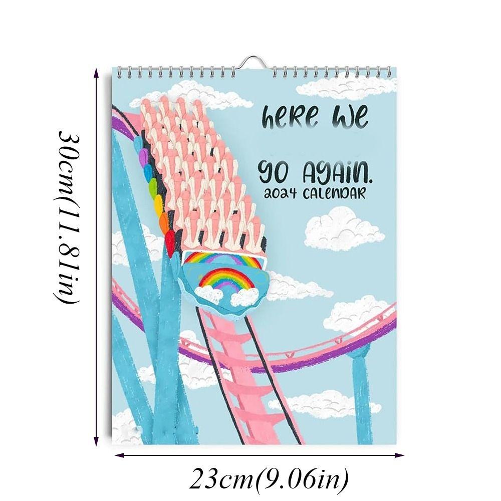 KUNHEV Lịch Giấy 2024 Treo Tường Trang Trí In Chữ we go again