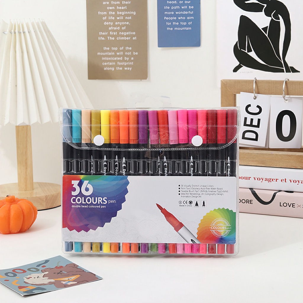 Bút brush viết calligraphy bút dual tip brush pen 2 đầu đa năng trang trí sổ, bullet jounal, take no