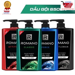 Chai Dầu gội Romano 650g Hương nước hoa đủ mùi Classic - Force - Attitude - Gentleman - Cao cấp