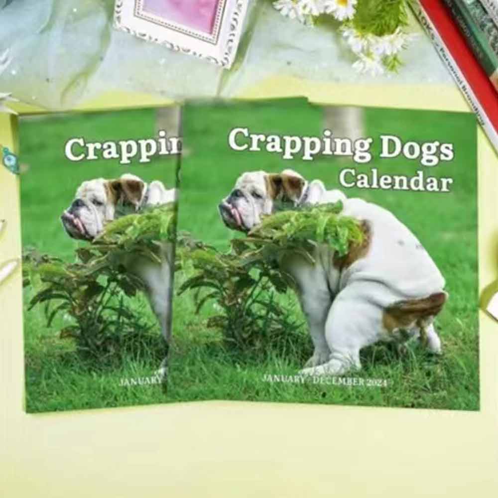 2024 Wall Calendar 12 Monthly Pooping Dogs Calendar Funny Dog Calendar Gag Gifts,Perfect White Elephant Christmas Gift