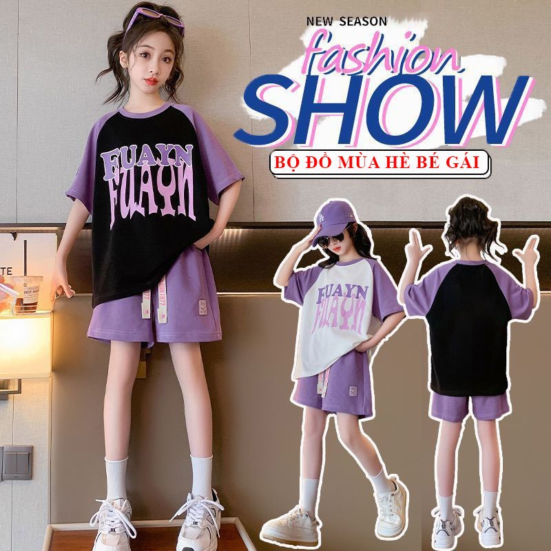 Bộ quần áo mùa hè bé gái 18-55kg từ 6-14 tuổi hình fuayn. Đồ bộ thời trang bé gái, sét đồ bé gái