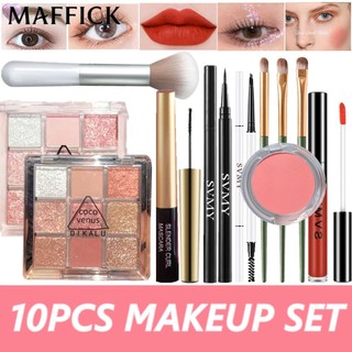 10 Bộ Mỹ Phẩm Trang Điểm 9 Màu Sắc Long Lanh Bảng Phấn Mắt Lip Glaze Mascara Bút Kẻ Mắt Không Thấm Nước Phấn Má Hồng 3 Chiếc Cọ Phấn Mắt Bút Chì Kẻ Lông Mày Trang Điểm Mỹ Phẩm Giá Cả Phải Chăng S 【bluey】