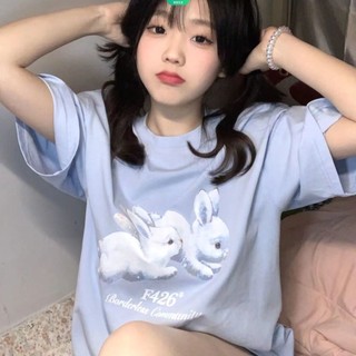 Áo Thun Mềm Tay Ngắn In Hình Thỏ Dễ Thương Thời Trang Xuân Hè 2023 Cho Bé Gái