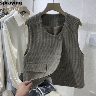spraying gile áo áo+vest+nữ vest set nữ casual Thanh lịch Chất lượng cao Phong cách WMJ23C0DXV 50Z231216