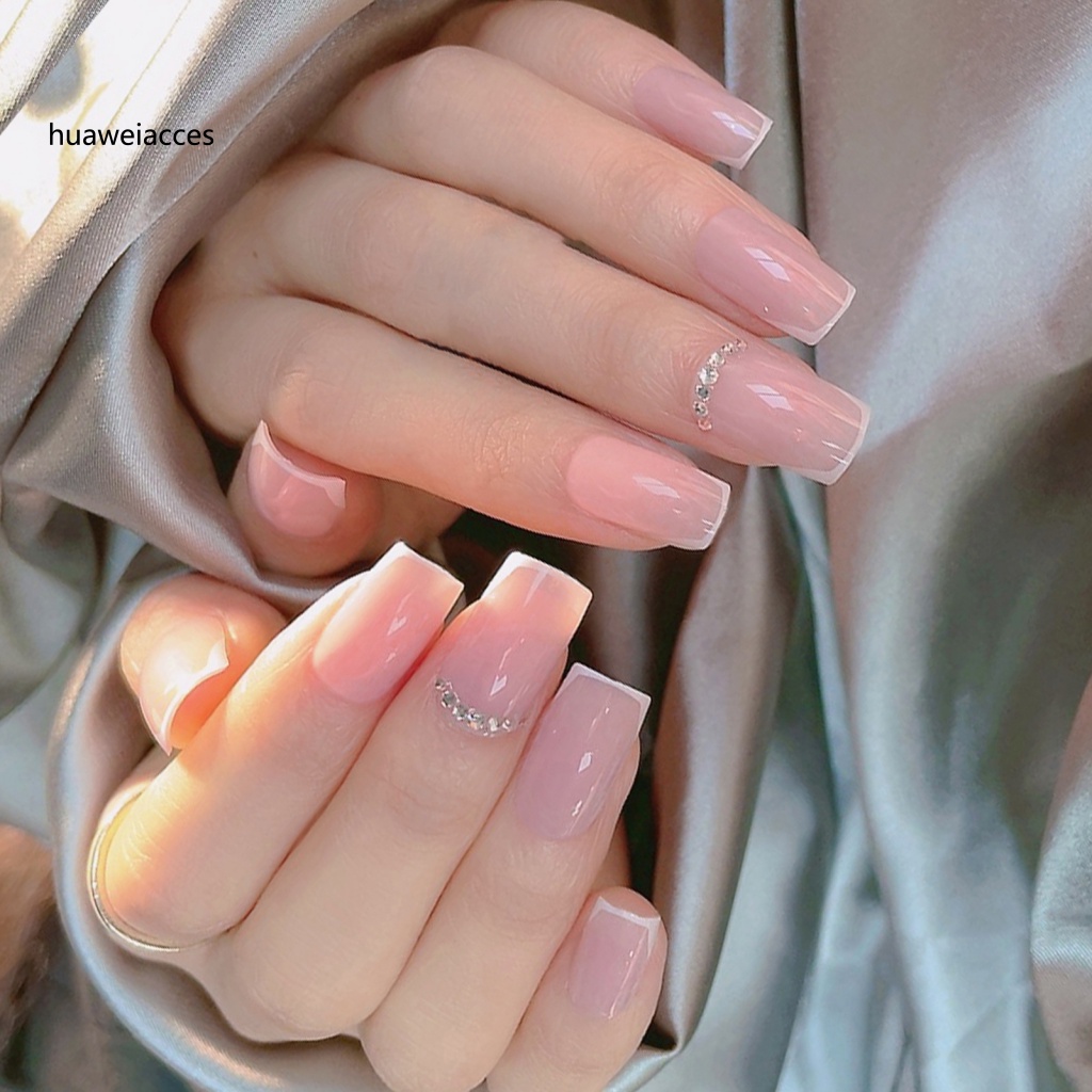 Bộ 24 Móng Tay Giả Bằng abs Chống Phai Màu Sắc Sống Động Kèm Keo Dán