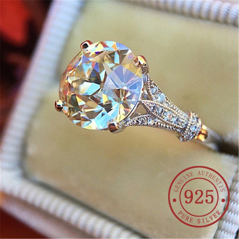 Mới Nhẫn Mạ Bạc 925 Dát Đá Quý Sang Trọng