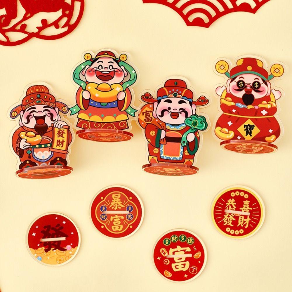 Mmluck god of Giàu Có Giá Đỡ Mô Hình Thần Tài Dễ Thương Sáng Tạo Phong Cách Trung Hoa Làm Quà Tặng / Mô Hình Đồ Chơi Để Bàn May Mắn Năm Mới