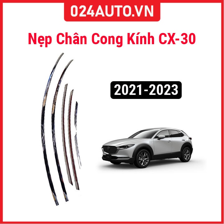 Bộ nẹp viền cong kính Inox Cho Mazda CX-30 CX30 2021-2022-2023