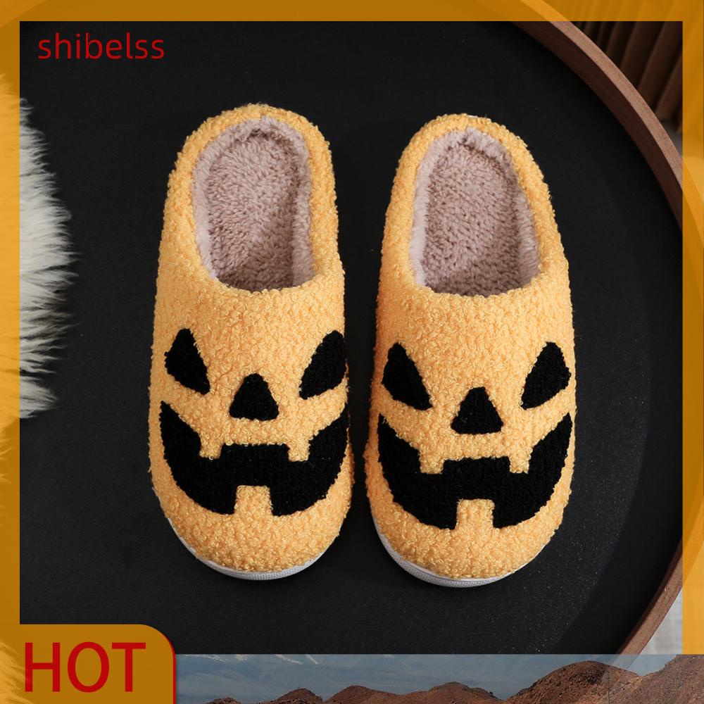 Dép Lông Xù Hình Bí Ngô Ma Bí Ngô Chống Trượt Dùng Trong Nhà Dịp halloween