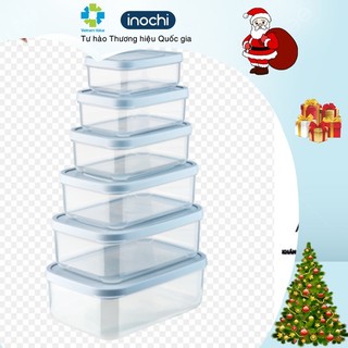 Bộ 6 hộp thực phẩm chữ nhật giữ nhiệt Hokkaido dùng để bảo quản thực phẩm chính hãng Inochi