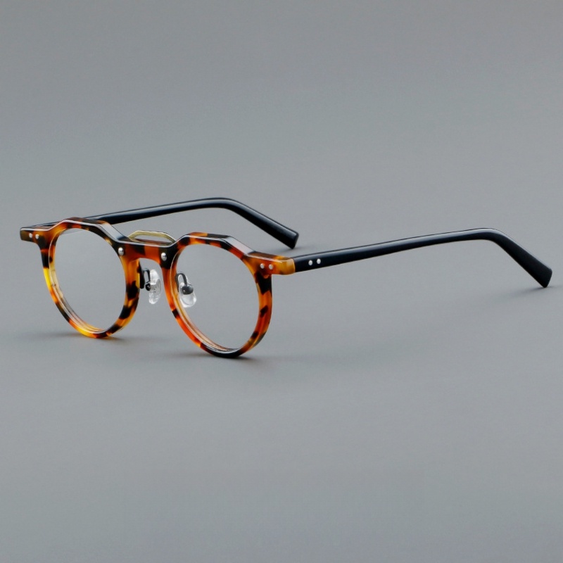 Retro Acetate Kính Khung Trong Suốt Kính Mắt Nam Nữ Kính Tròn 5805