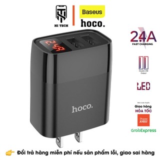 Củ sạc nhanh hoco c86, sạc nhanh 2.4a 2 cổng đầu ra usb, có màn hình đèn led kỹ thuật số, chất liệu pvc jack cắm dẹp.