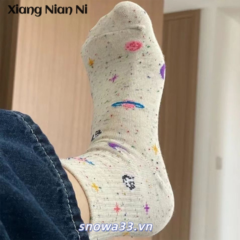 Xiang NIAN NI ins Tất nữ Hàn Quốc trái tim cô gái bầu trời đầy sao vớ phong cách đại học đa năng niche vũ trụ tất ống vừa cho bé gái