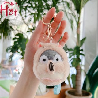 Móc khóa hình chim cánh cụt đội nón nhồi bông đáng yêu
