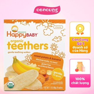 Bánh xốp hữu cơ vị chuối và khoai lang Happy Baby Teethers Organic, 4gr/gói x 12