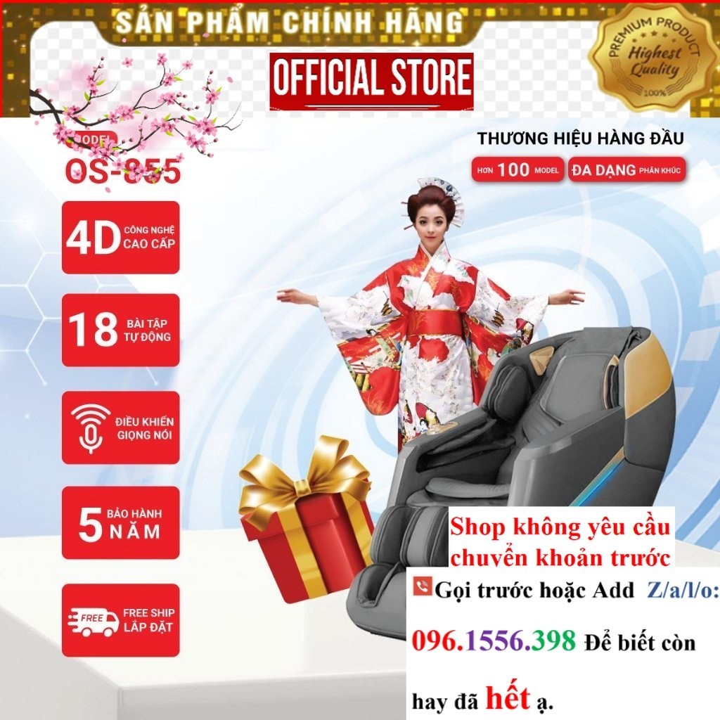Ghế massage Okinawa OS 855, công nghệ massage 5D, bi con lăn di chuyển - |P&G