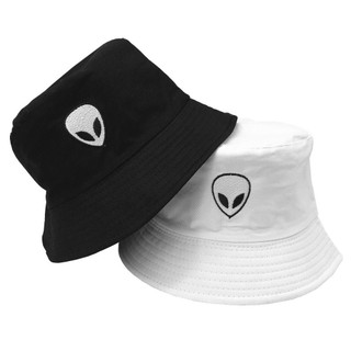 Unisex thêu người ngoài hành tinh có thể gập lại nón đi biển mũ chống nắng đường phố người cá mũ ngoài trời nam và nữ nón