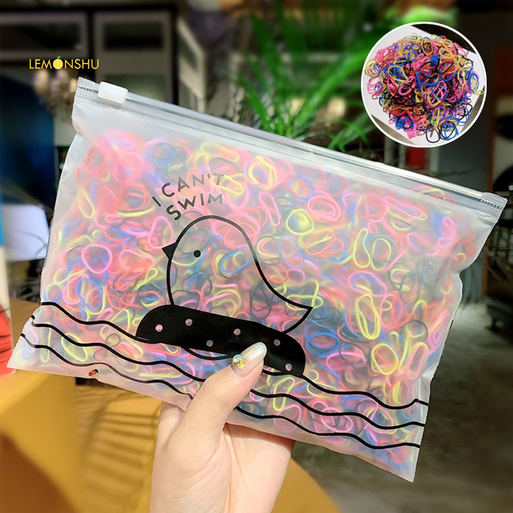 Túi 1000 Dây Buộc Tóc Co Giãn Nhiều Màu Sắc Dùng Một Lần Cho Nữ