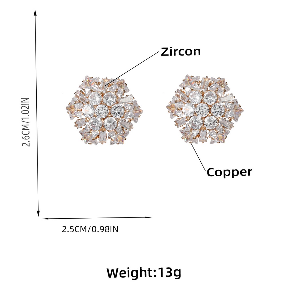 Bông Tai Thời Trang Hình Hoa Đính Đá zircon Phong Cách Âu Mỹ