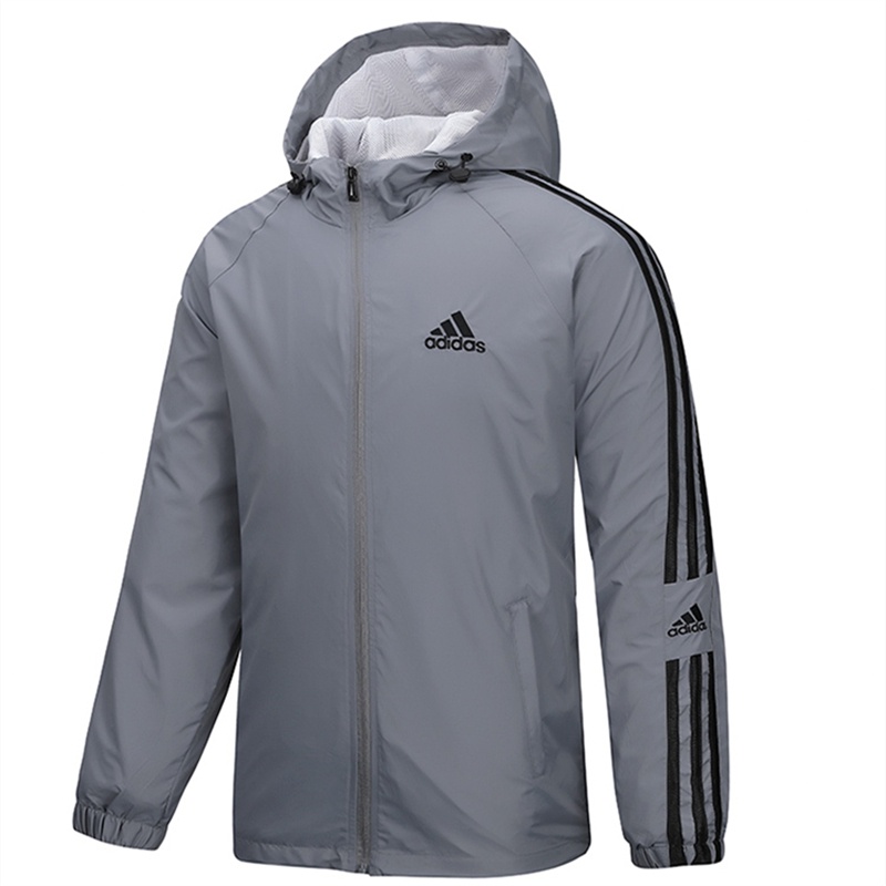 Áo Khoác Gió adidas 100% Chính Hãng Phối Lưới Thêu logo Có Khóa Kéo Thời Trang Cho Nam Và Nữ