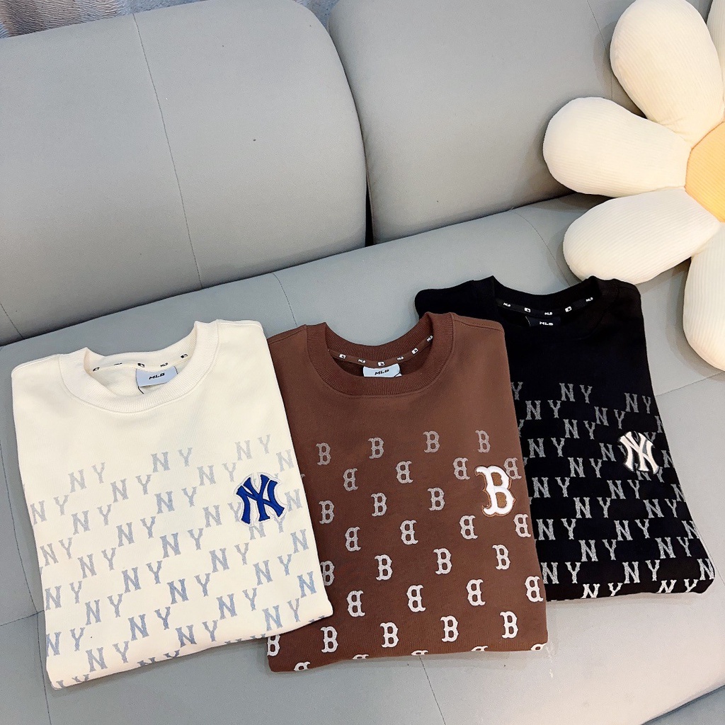 Áo Nỉ Tay Dài Cổ Tròn In Chữ mlb Màu gradient Phong Cách Hàn Quốc Thời Trang Mùa Thu 2023