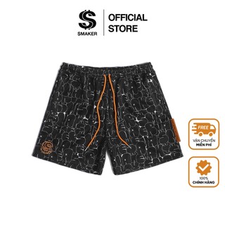 Quần đùi lưới nam màu đen - graffiti short in black